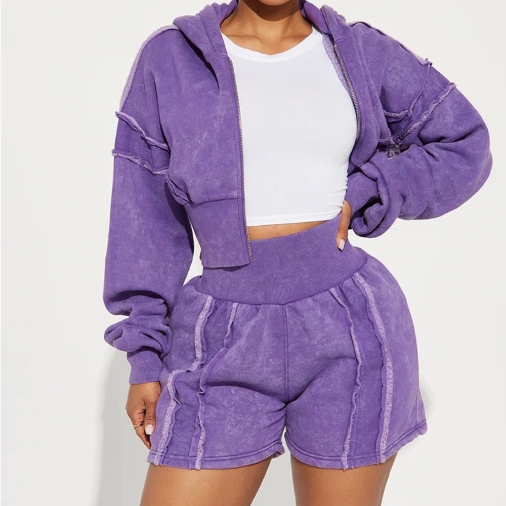 Fashion Nova purple fleece set